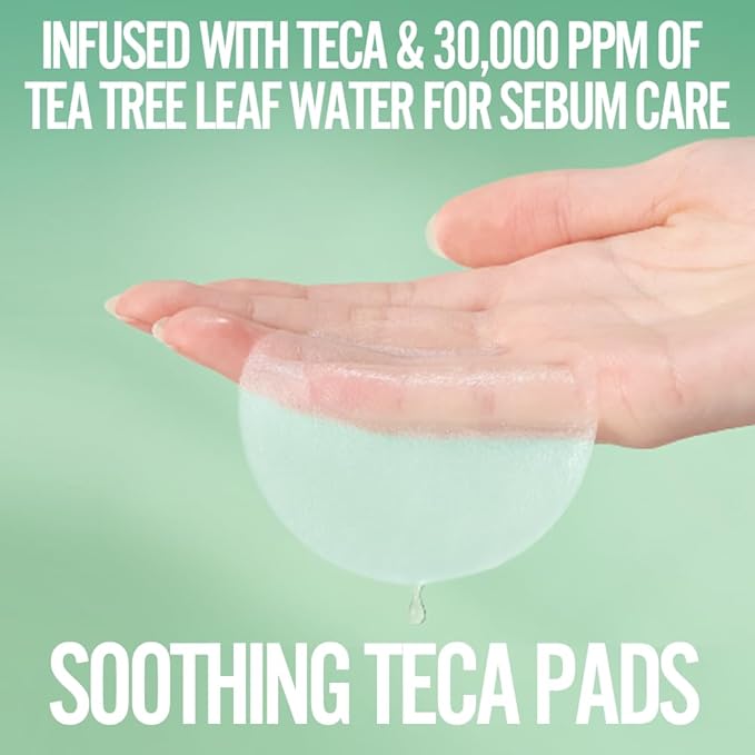 Tecateca Vegan Calming Toner Pad, 70pcs 105ml, Gentle Soothing Pads with TECA Complex(Centella Asiatica Extract), Tea Tree Leaf Water, Triple Hyaluronic Acid for Skin and Hydration, Korea Skincare