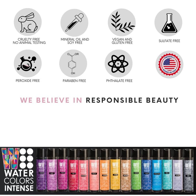 Watercolors by Tressa INTENSE METALLIC 3-in-1 Color Depositing Shampoo, Semi Permanent Hair Color, Hair Dye Shampoo for Curly, Dry, and Normal Hair, 8 fl oz - BRONZE