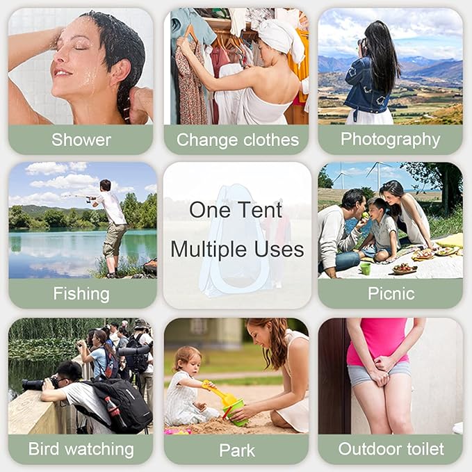 1-2 Person Portable Pop Up Shower Privacy Shelter Tents with 3 Windows, Waterproof UV Protection Picnic Camping Fishing Shelter Tent, Outdoor Dressing Room Beach Isolation Sun Shelter (Green)