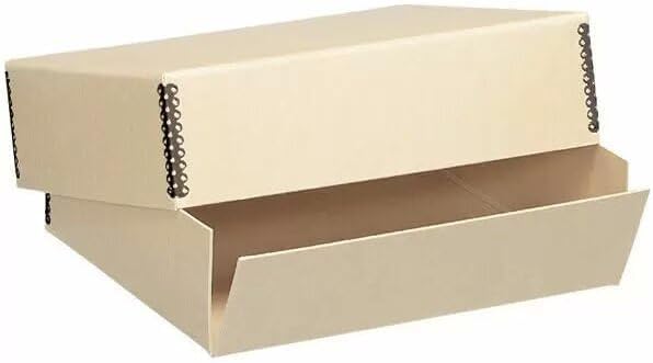 Lineco Museum Archival Storage Box, 11.75x17.75x1.5 in. Drop Front Design. Acid-Free with Metal Edge. Organize Photos, Pictures, Prints, Documents, Crafts, DIY. Tan, 1 Pack