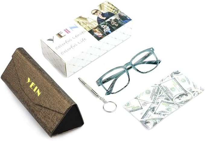 YEIN Bifocal Reading Glasses with Blue Light Blocking Lenses, Bifocal Reader for Women and Men, Vintage Square frame with Spring Hinge (+0.00/+1.00 magnification)