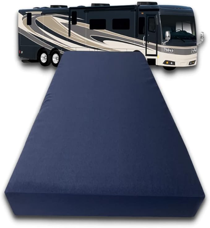 FoamRush 6-Inch Bunk (30" x 75") Gel Memory Foam RV Mattress Replacement with Canvas Navy Cover, Medium Firm, Made in USA, Camper Trailer, Removable Water-Resistant Outdoor/Indoor Cover w Zip