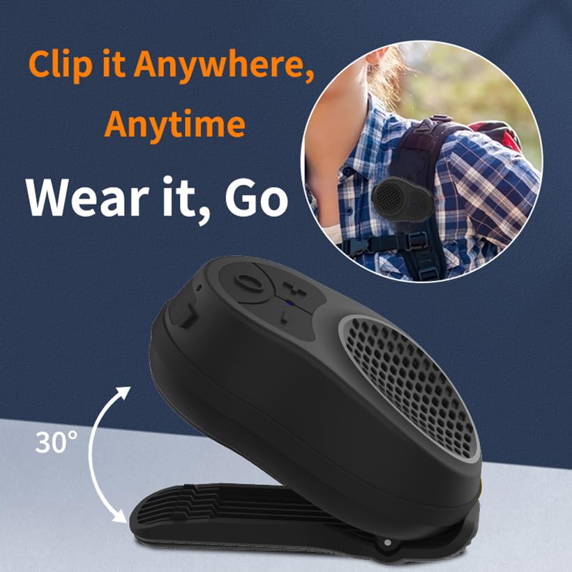 STDFORU Small Wearable Bluetooth Speaker Clip On Wireless Jobsite Pro Water-Resistant Portable Bluetooth Speaker Mini Wearable Speakers with Microphone for Workout Cycling Running (Black+Black)