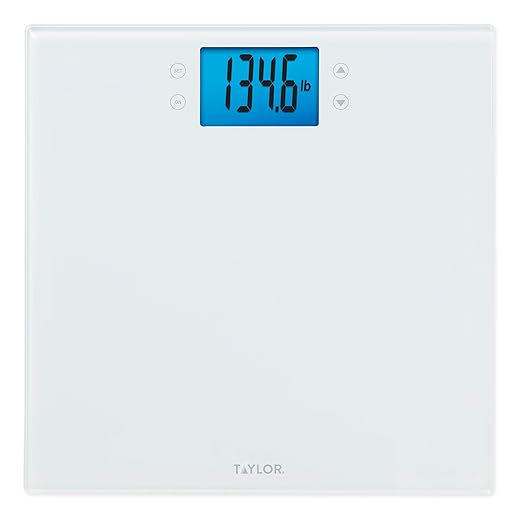 Taylor Digital Body Composition Scale w/Cal-Max, Bathroom Scale for Body Weight, Measures Body Fat, Body Water, & Muscle Mass Percentages, 4 User Recognition, FSA HSA Eligible, 400 lb Capacity, White