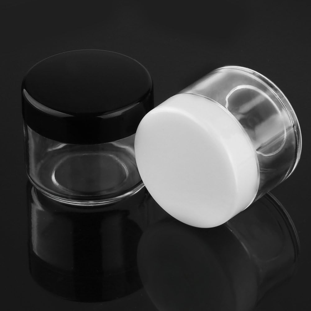 Accmor 20 Pieces Empty Clear Plastic Sample Containers with Lids 3/5/ 10/15/ 20 Gram Size Cosmetic Jars with 5 Pieces Mini Spatulas(random color)