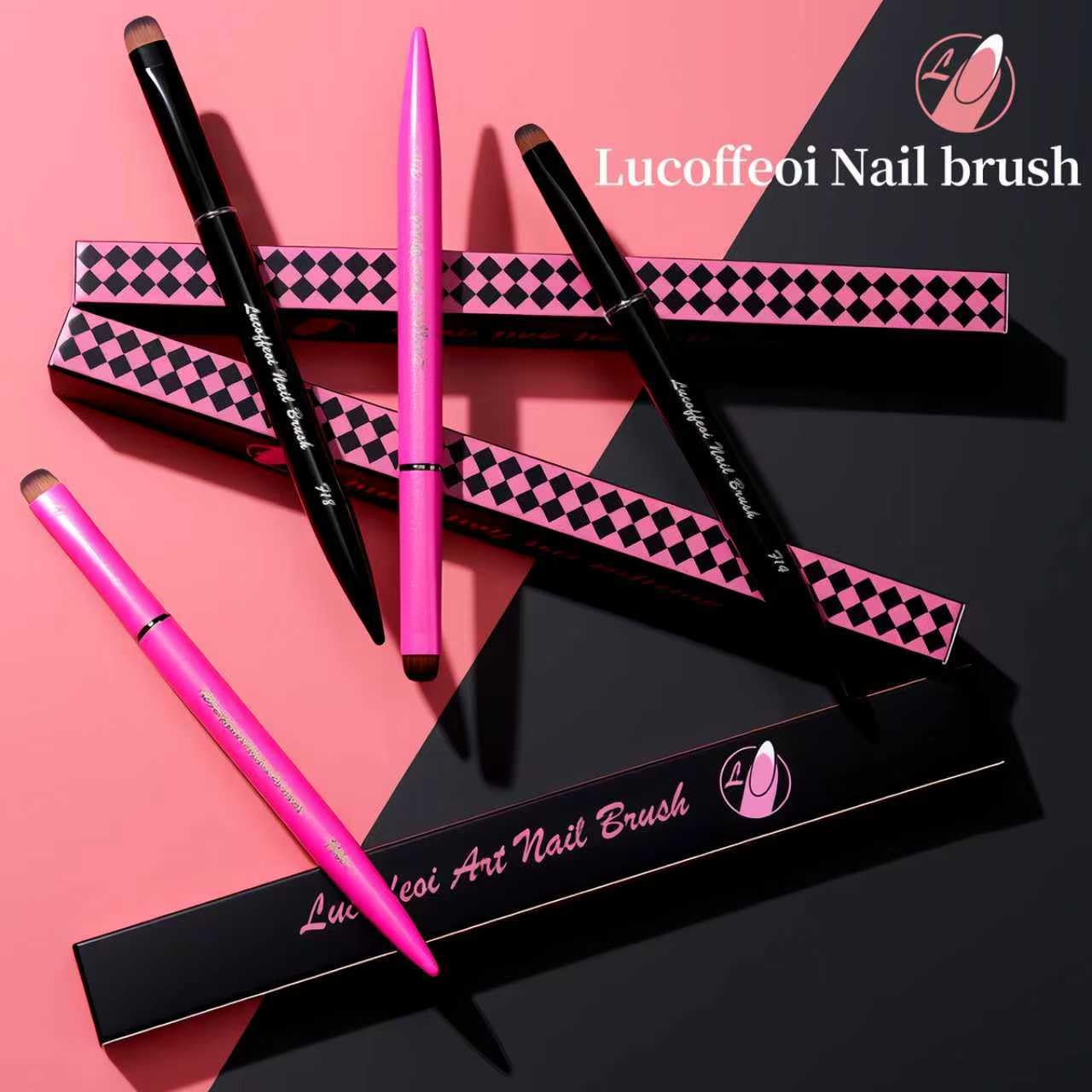 Nail Brush for French Tip, Nail Cleaning Brush for Gel & Acrylic - Professional Kolinsky Sable French Manicure Brush, Thin Nail Art Brush for Precise Clean Up & Polygel Application (Black, F16)