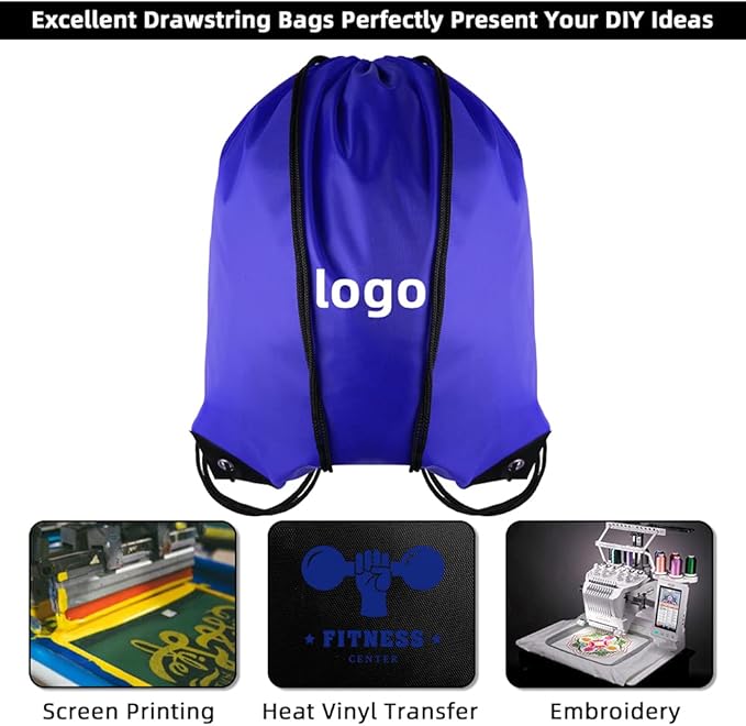 GoodtoU Nylon Backpacks - Drawstring Bags for Sport, Traveling, Team (Blue, 100Pcs)
