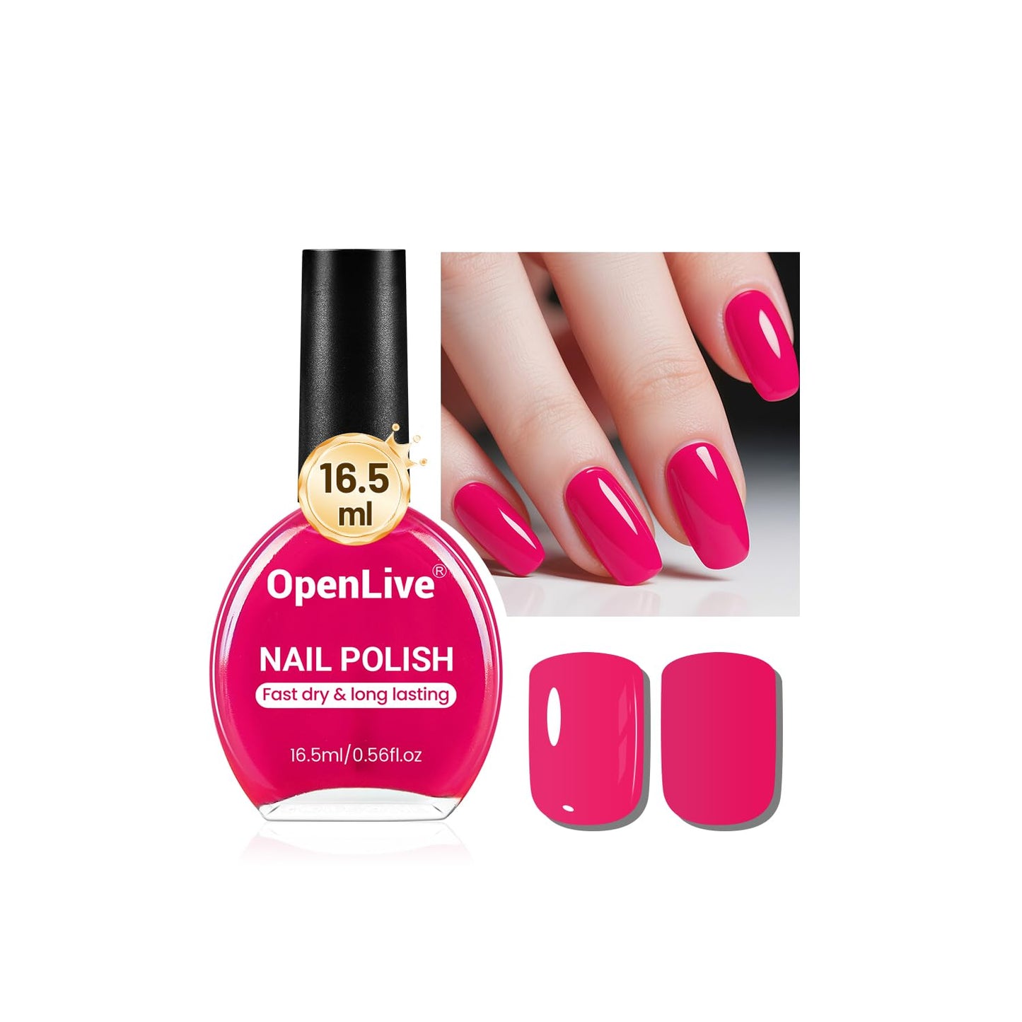 16.5ml Rose Pink Nail Polish Large Volume Quick Dry Nail Polish, Long Lasting Shine, Fingernail Toenail Nail Art DIY Home Travel Nail Art Gift