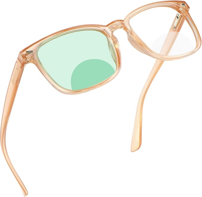 YEIN Bifocal Reading Glasses with Blue Light Blocking Lenses, Bifocal Reader for Women and Men, Vintage Square frame with Spring Hinge (+0.50/+3.00 magnification)