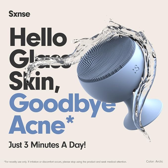 Sxnse Palm Silicone Face Scrubber – Compact Electric Facial Cleansing Brush for Acne, Pores & Makeup – Waterproof Face Exfoliator with 3 Speeds – Rechargeable Skincare Tool for Sensitive Skin (Rose)