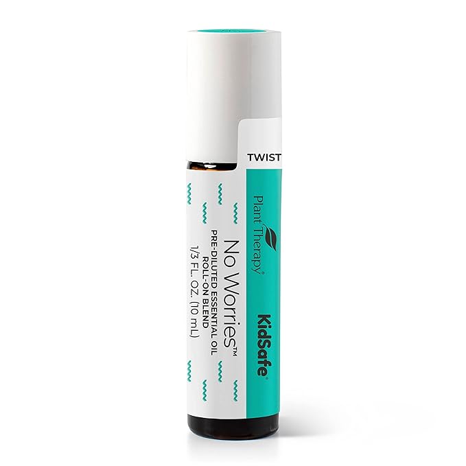 Plant Therapy KidSafe No Worries Essential Oil Blend 10 mL (1/3 oz) Pre-Diluted Roll-On 100% Pure, Therapeutic Grade