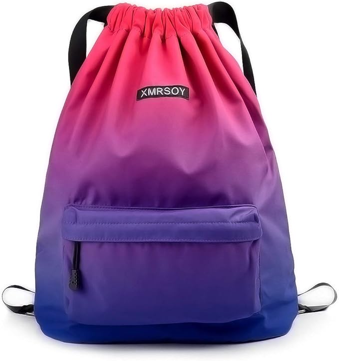 Gym Drawstring Backpack Water Resistant String Bag Nylon Cinch Sport Bag Sackpack