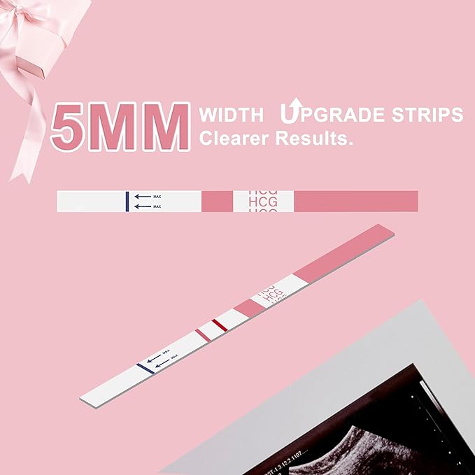 Pregnancy Test Strips with Urine Cups, hCG Detection Home Pregnancy Test, Sensitive & Over 99% Accurate, 10 Count Individually Wrapped, Rapid Prenancy Tests Kit 5mm Wider 25mIU/mL