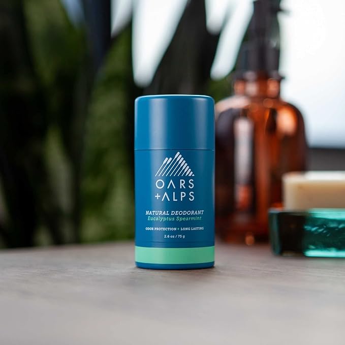 Oars + Alps Aluminum Free Deodorant for Men and Women, Dermatologist Tested and Made with Clean Ingredients, Travel Size, Eucalyptus Spearmint, 2 Pack, 2.6 Oz Each
