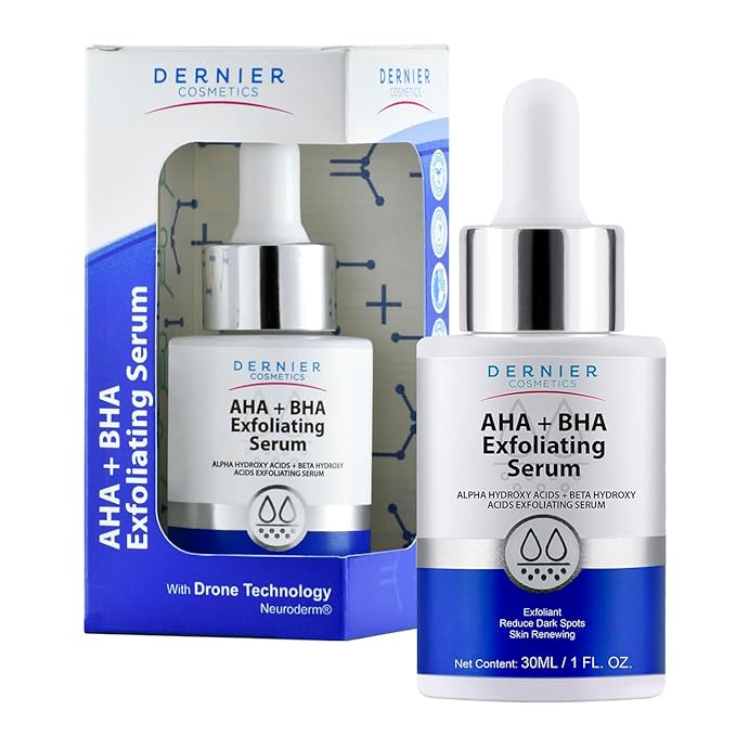 Dernier Exfoliating Serum with AHA + BHA 0.5% – Face Wash Skin Care Lactic Acid Salicylic Acid Hyaluronic Acid for Hyperpigmentation & Pore Minimizing Cell Regenerator (1 fl oz)