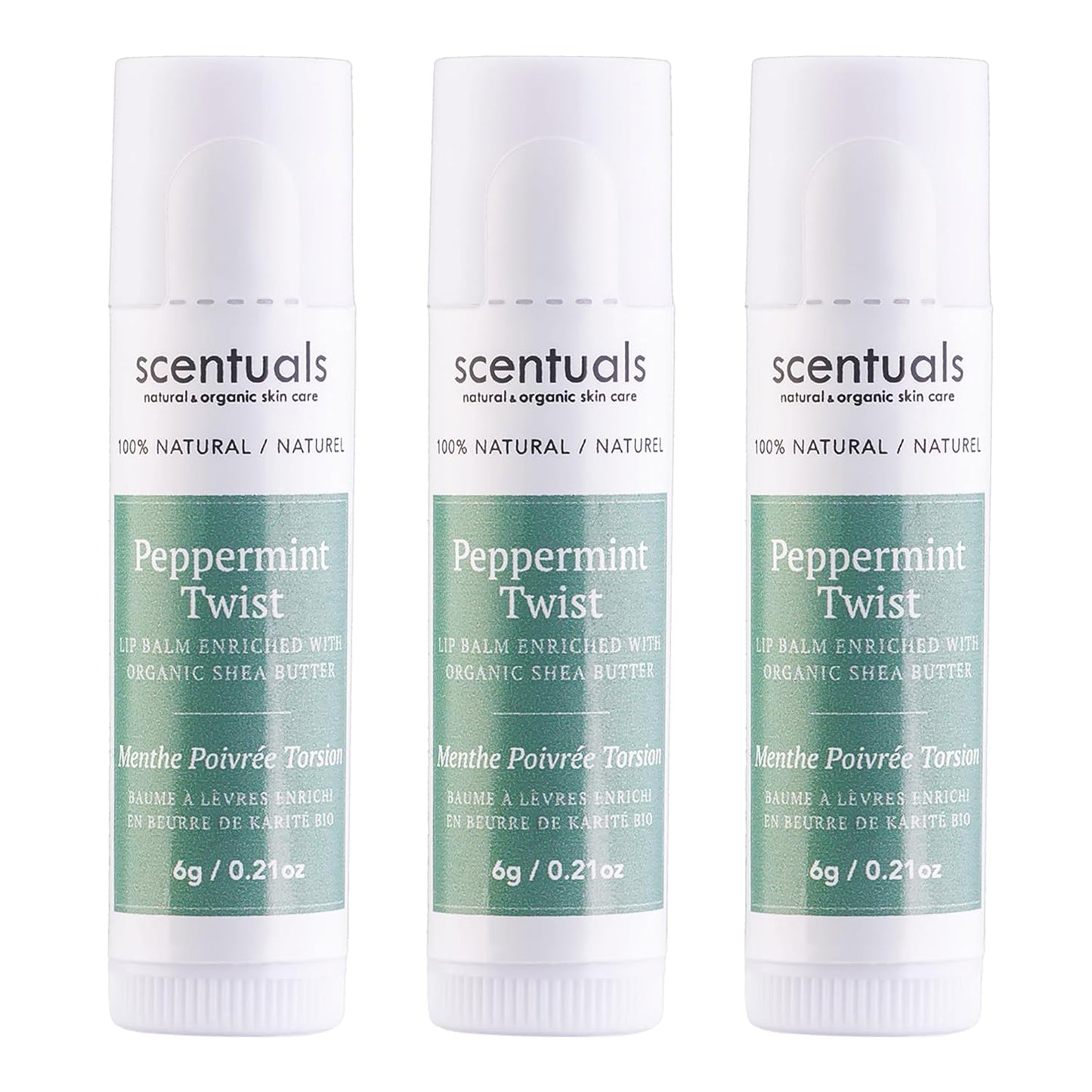 Lip Balm Peppermint Set of 3, Made with Shea Butter, Cocoa Butter, Avocado & Jojoba oil, Beeswax, Vitamin E and Essential oil, Moisturizing Lip Care, Cruelty Free Hydration, Natural (3 Pack)