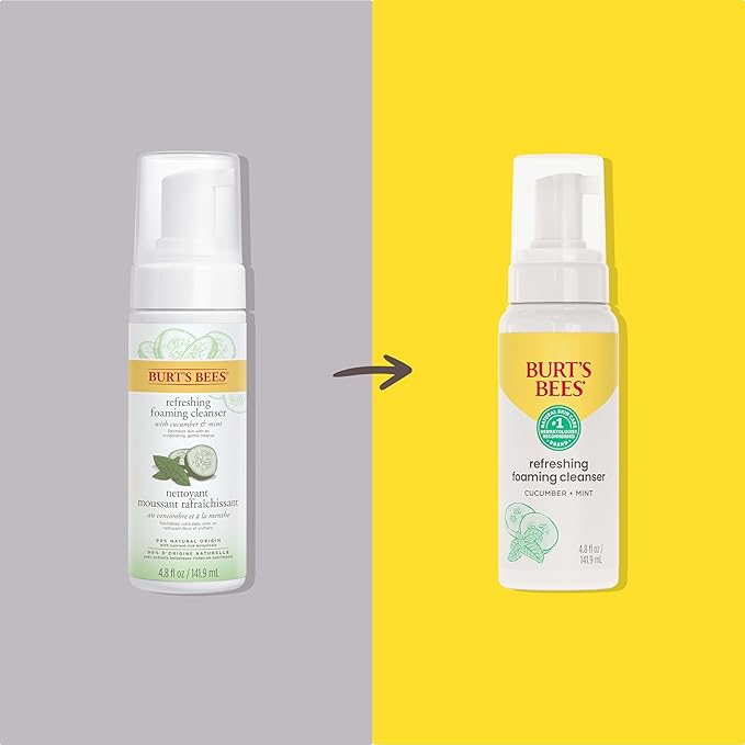 Burt's Bees Refreshing Foaming Face Cleanser and Natural Face Wash with Cucumber and Mint, 4.8 Fluid