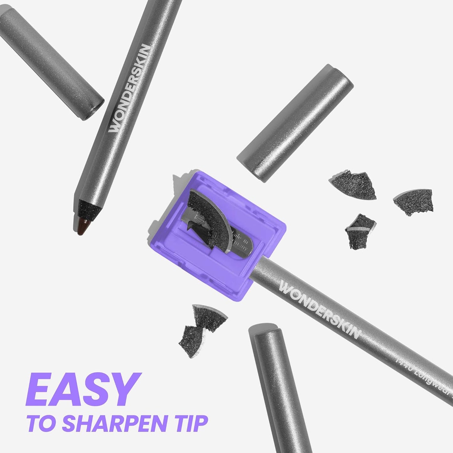 Wonderskin 1440 Longwear Green Eyeliner Pencil with Sharpener - Waterproof, Sharpenable Eyeliner Pencil & Smudge Proof Green Eye Liner Pencils (Olive)