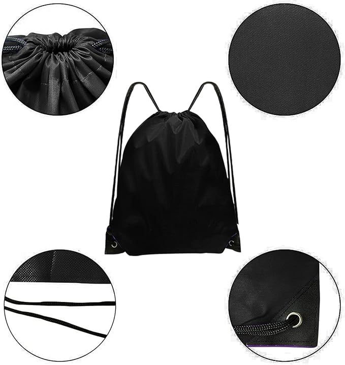 Drawstring Backpack Bulk 42 Pcs String Backpack Drawstring Bags Cinch Bag Sackpack for Men Women Gym (Black)