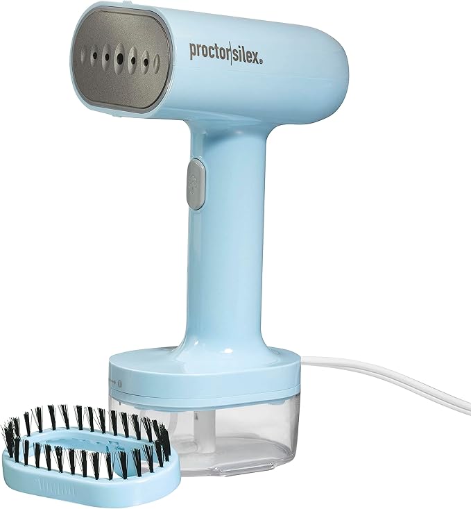Proctor Silex Compact Travel Iron & Garment Steamer for Clothes, Ready in 45 Seconds for 7 Minutes of Continuous Use, Portable and Lightweight, Vacation Essentials, 1200 Watts, 120 ml Water Tank, Blue