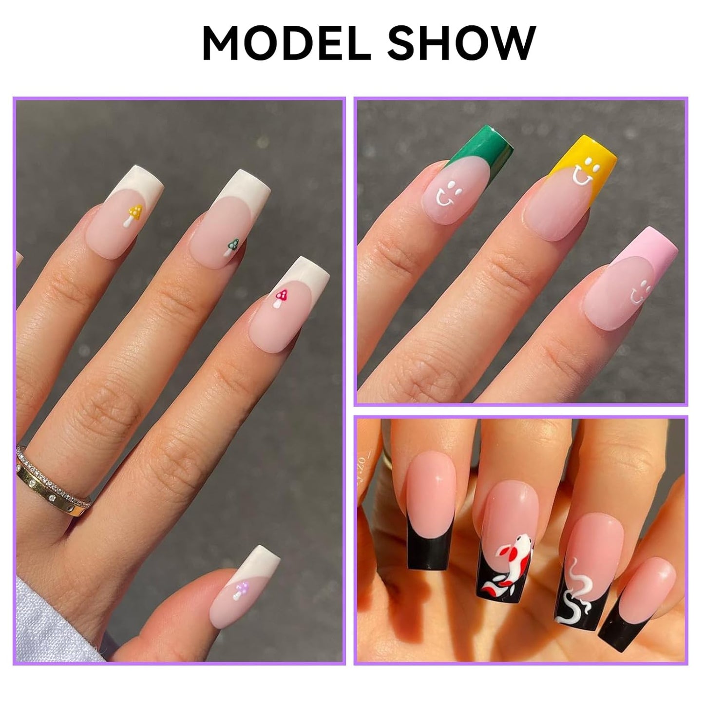 Gelike EC Dual Forms for Extension: 96 Pcs Color Nail Form, 4 Style 12 Size Nail Forms For Builder, Half Matte Gel Forms For Manicure Art Design Salon Diy