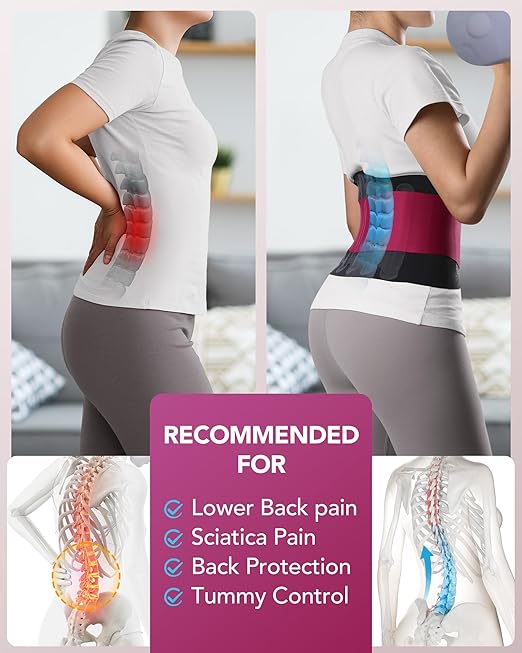 0.5mm Ultra Thin Back Brace with 3D Lumbar Pad, Seamless Yoga Fabric, Lightweight Back Brace for Lower Back Pain Women Men, Sciatica, Posture, Back Support Brace for Wearing Under Clothes