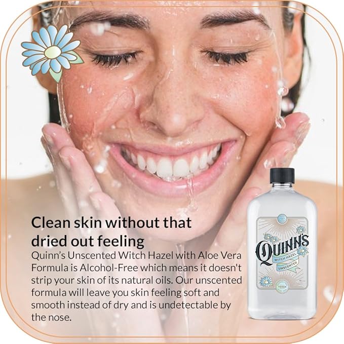 Quinn’s Alcohol Free Witch Hazel with Aloe Vera 16 Ounce (Unscented)