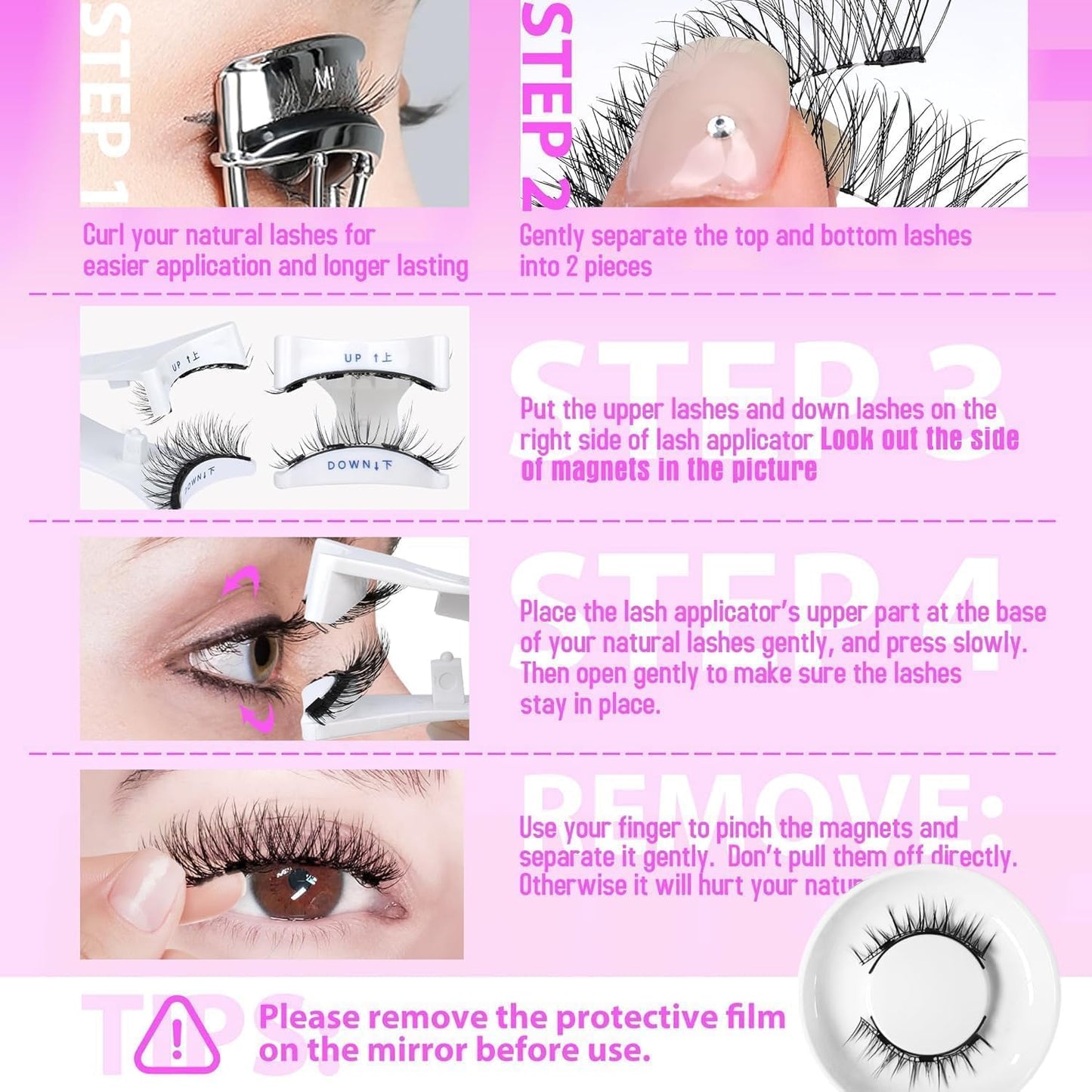 Ginani Magnetic Lashes,Magnetic Eyelashes with Applicator,2025 New Reusable Magnetic Lashes Natural Look No Glue or Liner Needed(Camellia+Natural+Iris)