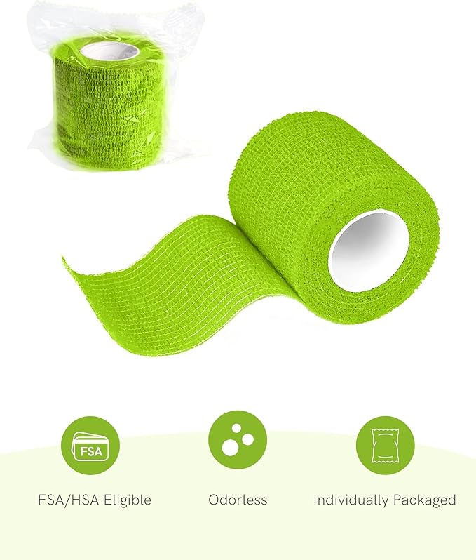 FriCARE Self Adhesive Bandage Wrap, Medical Tape in First Aid Kit, Cohesive Bandages for Wounds Sport Vet, FSA/HSA Eligible, 2 Inches X 5 Yards 6 Rolls, Rainbow