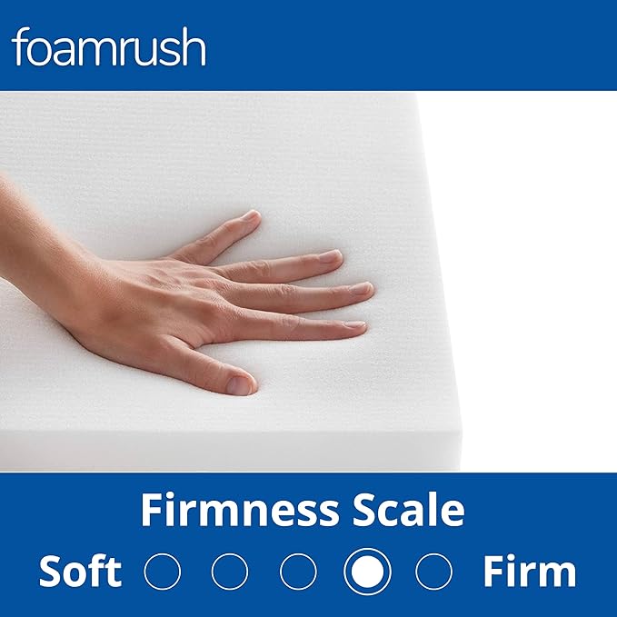 FoamRush 6-Inch Bunk (48" x 72") High Density Foam RV Mattress Replacement with Cotton Cover, Medium Firm, Pressure Relief, Travel Camper Trailer Truck, Made in USA, CertiPUR-US Certified