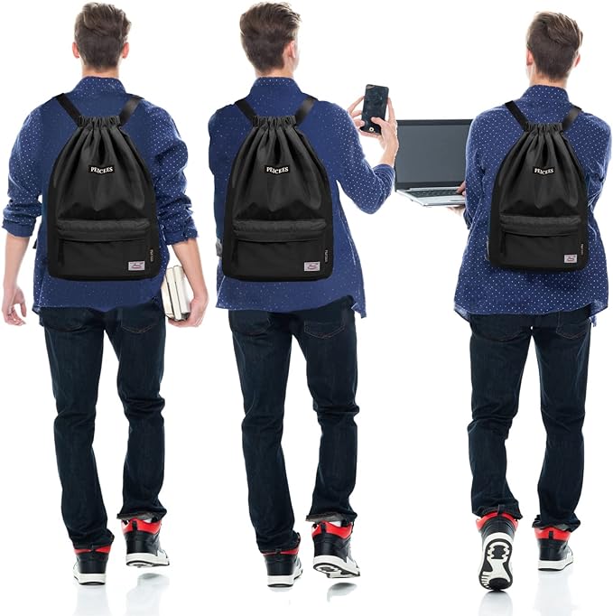Peicees Waterproof Drawstring Sport Bag Lightweight Sackpack Backpack for Men and Women