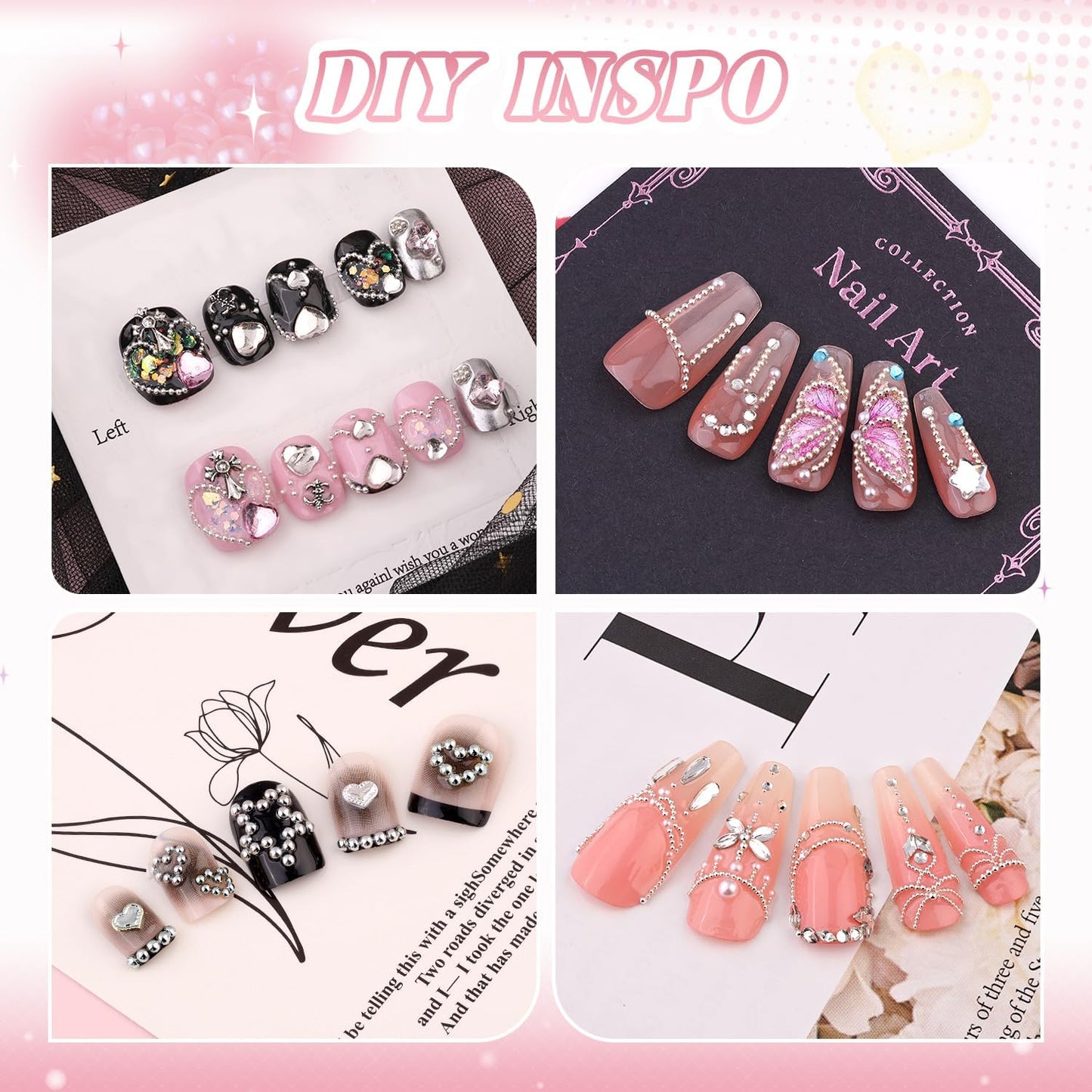 1-3MM Mini Small Nail Beads Metal Caviar Bead Silver Nail Charms and Gems Ball, Nail Chain for Nail Art Accessories Supplies Silver Rhinestones for Women Manicure