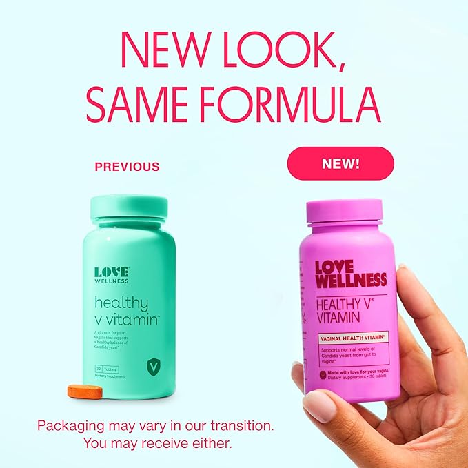 Love Wellness Healthy V Vitamin | Women's Vaginal Health Supplement | pH Balance, Gut Health & Immune Support Supplement | Balance of Candida Yeast with Turmeric, Garlic & Coconut Oil | 30 Count
