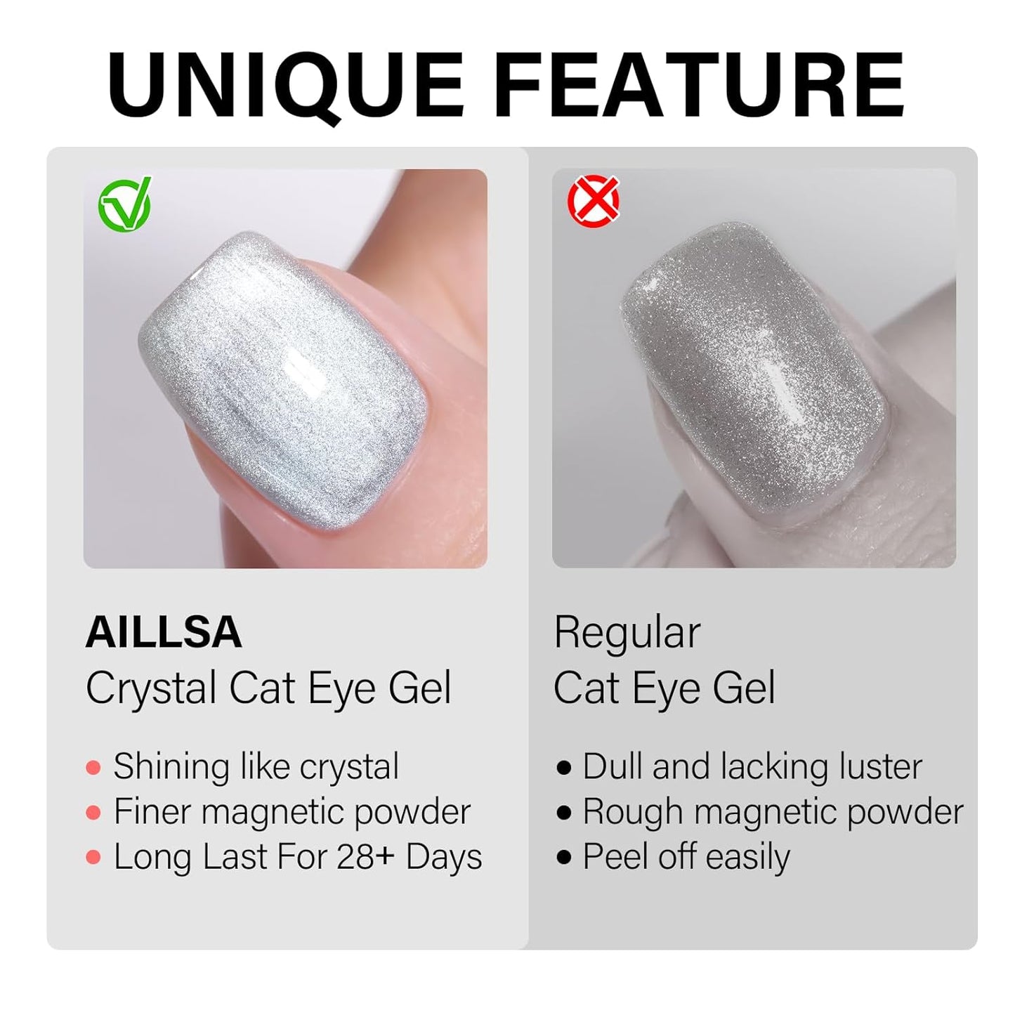 AILLSA Glass Cat Eye Gel Nail Polish, 15ml Nude Glitter Jelly Sheer Gel Polish, Translucent Magnetic Shimmer Sparkle Nail Art U V Salon 0.5 OZ GF39