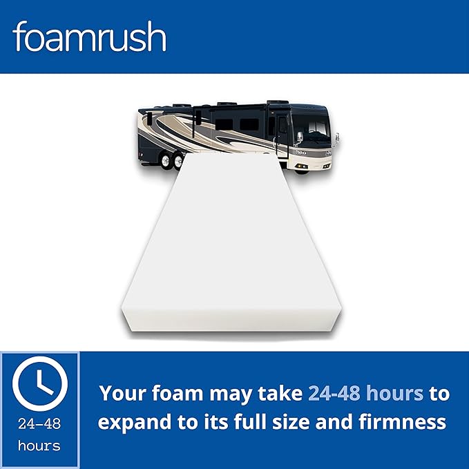 FoamRush 6-Inch Bunk (28" x 75") High Density Foam RV Mattress Replacement, Medium Firm, Pressure Relief, Travel Camper Trailer Truck, Made in USA, CertiPUR-US Certified, Cover Not Included