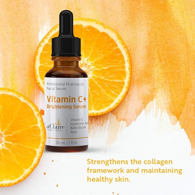 Vitamin C+ brightening serum for face, with Hyaluronic acid, Made in the USA