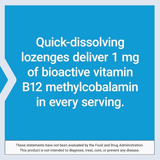 Life Extension Vitamin B12 Methylcobalamin, Nerve Health Supplement, Cognitive Support, Energy Vitamin, methylcobalamin B12, 1 mg, Quick-Dissolving, Vegetarian, 60 lozenges