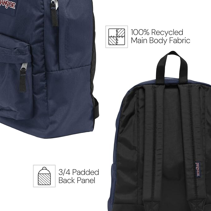 JanSport SuperBreak One Backpacks - Durable, Lightweight Bookbag with 1 Main Compartment, Front Utility Pocket with Built-in Organizer - Premium Backpack, Red Tape