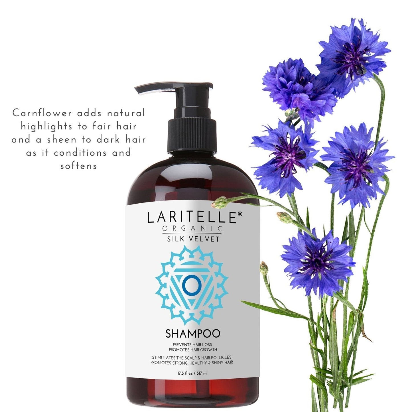 Silk Velvet Organic Hair Loss Prevention Shampoo – 17.5 oz – Rosemary, Lavender & Rice Protein Botanical Clean Formula – Made in California