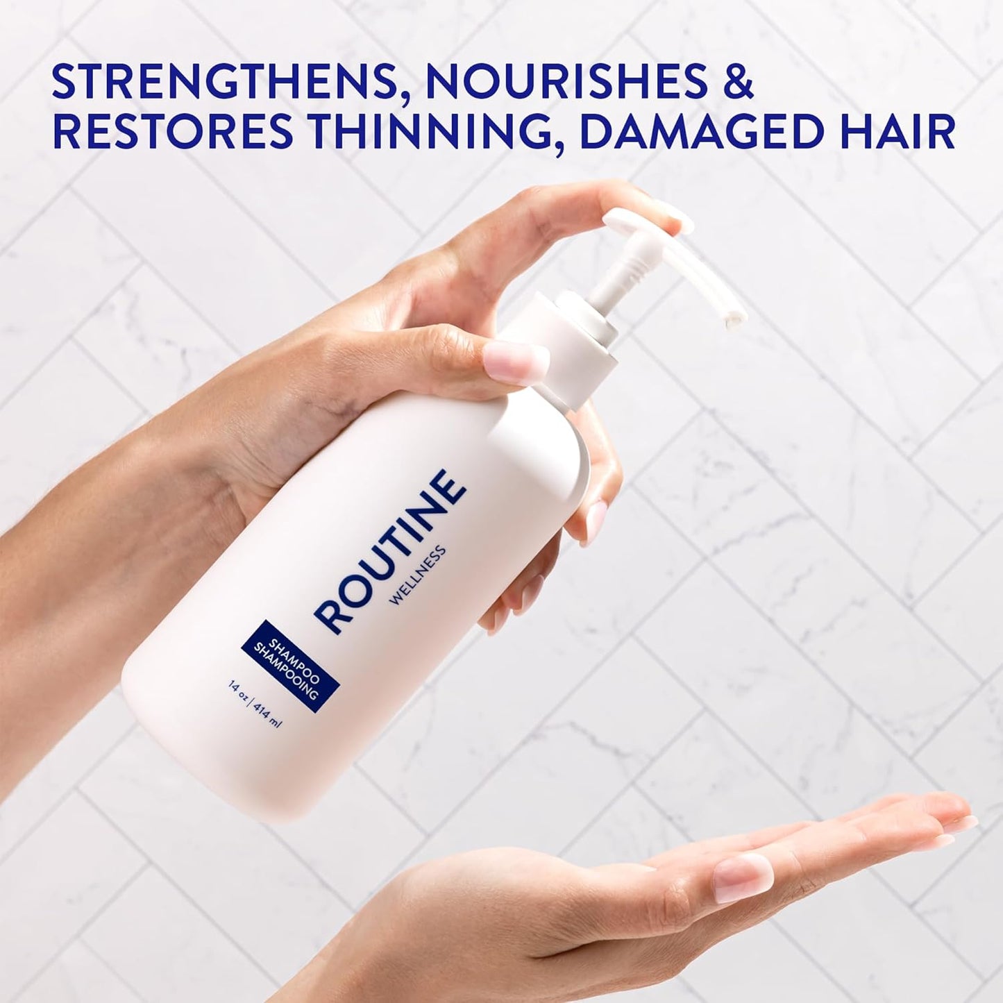 Routine Wellness Anti-Thinning Shampoo for Thinning Hair - Biotin DHT Blocker Women & Men - Color Safe Shampoo for Hair Loss & Healthy Hair - Unscented 14oz (Pack of 2)