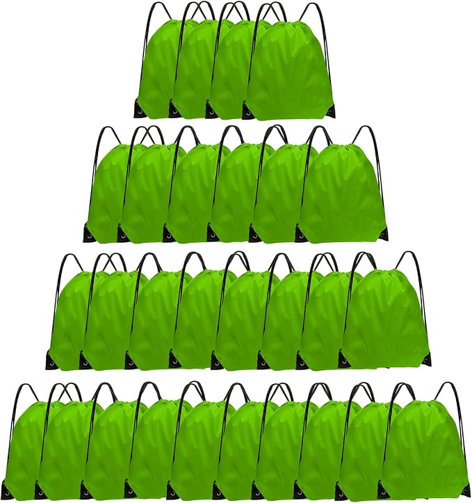 Drawstring Bags 28 PCS Drawstring Backpack Bulk String Backpack Cinch Bag Sackpack for Men Women Gym (Green)