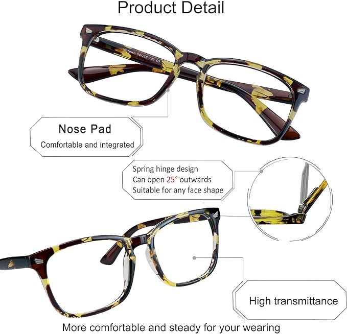 YEIN Bifocal Reading Glasses with Blue Light Blocking Lenses, Bifocal Reader for Women and Men, Vintage Square frame with Spring Hinge (+0.00/+1.50 magnification)