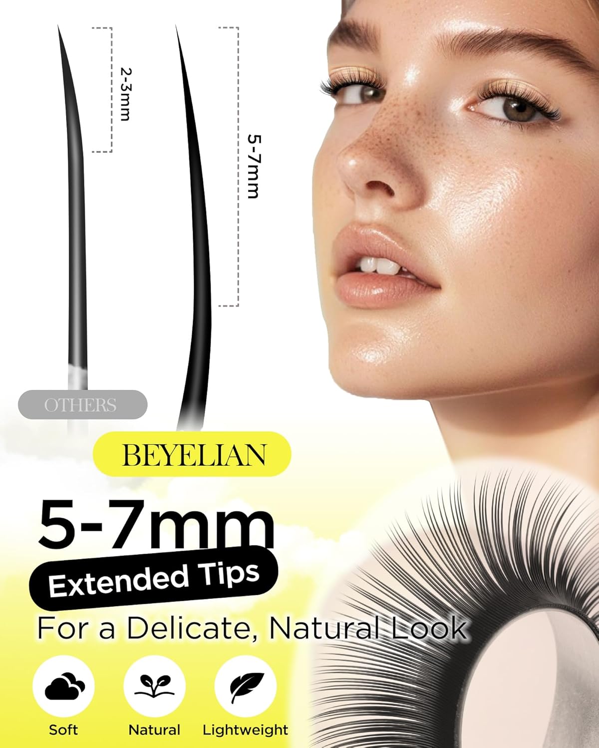 BEYELIAN Eyelash Extension Natural Matte Black 0.05 C Curl 14mm Tray Easy Fan Lash Extensions Volume Lashes 100°/212°F High Temperature Resistant Classic Professional Use (0.05 C 14mm)