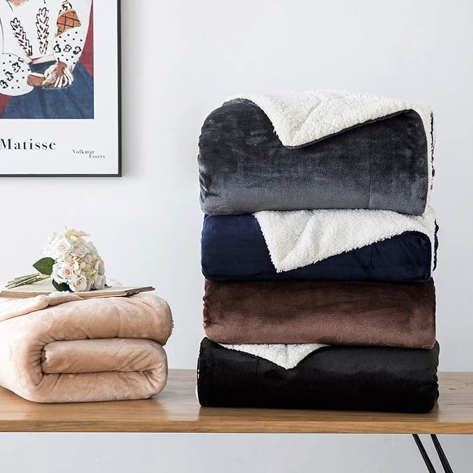 IR Imperial Rooms Sherpa Fleece Throw Blanket for Couch - Soft and Fuzzy Blanket for Winter - Reversible Thick and Warm Fluffy Throw Blankets for Bed, Sofa, Camping and Travel, Camel, 50x60 Inches