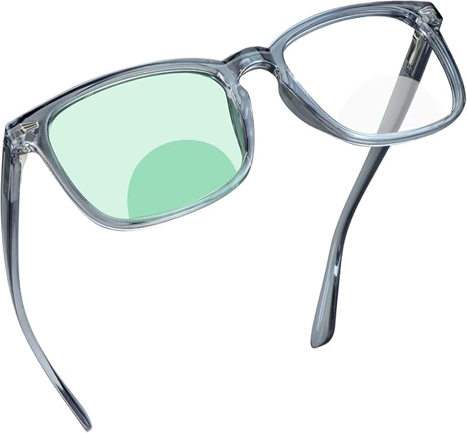 YEIN Bifocal Reading Glasses with Blue Light Blocking Lenses, Bifocal Reader for Women and Men, Vintage Square frame with Spring Hinge (+0.50/+2.50 magnification)