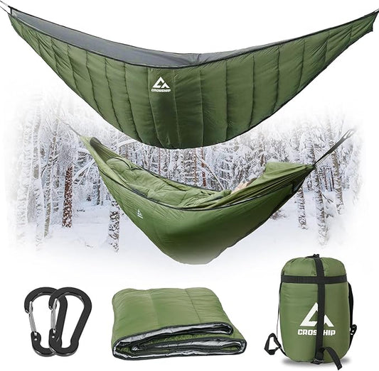 Hammock Underquilt for Camping Hammock, Full Length Camping Quilt for Lightweight Soft Warm 3-4 Seasons 41-68°F, Great for Hiking Backpacking Traveling Beach (Hold Up to 500lbs)
