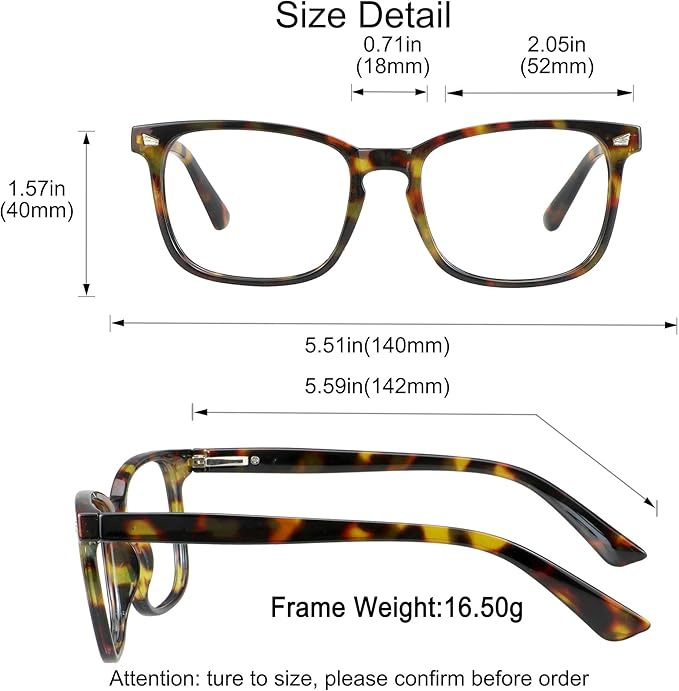 YEIN Bifocal Reading Glasses with Blue Light Blocking Lenses, Bifocal Reader for Women and Men, Vintage Square frame with Spring Hinge (+0.50/+2.50 magnification)