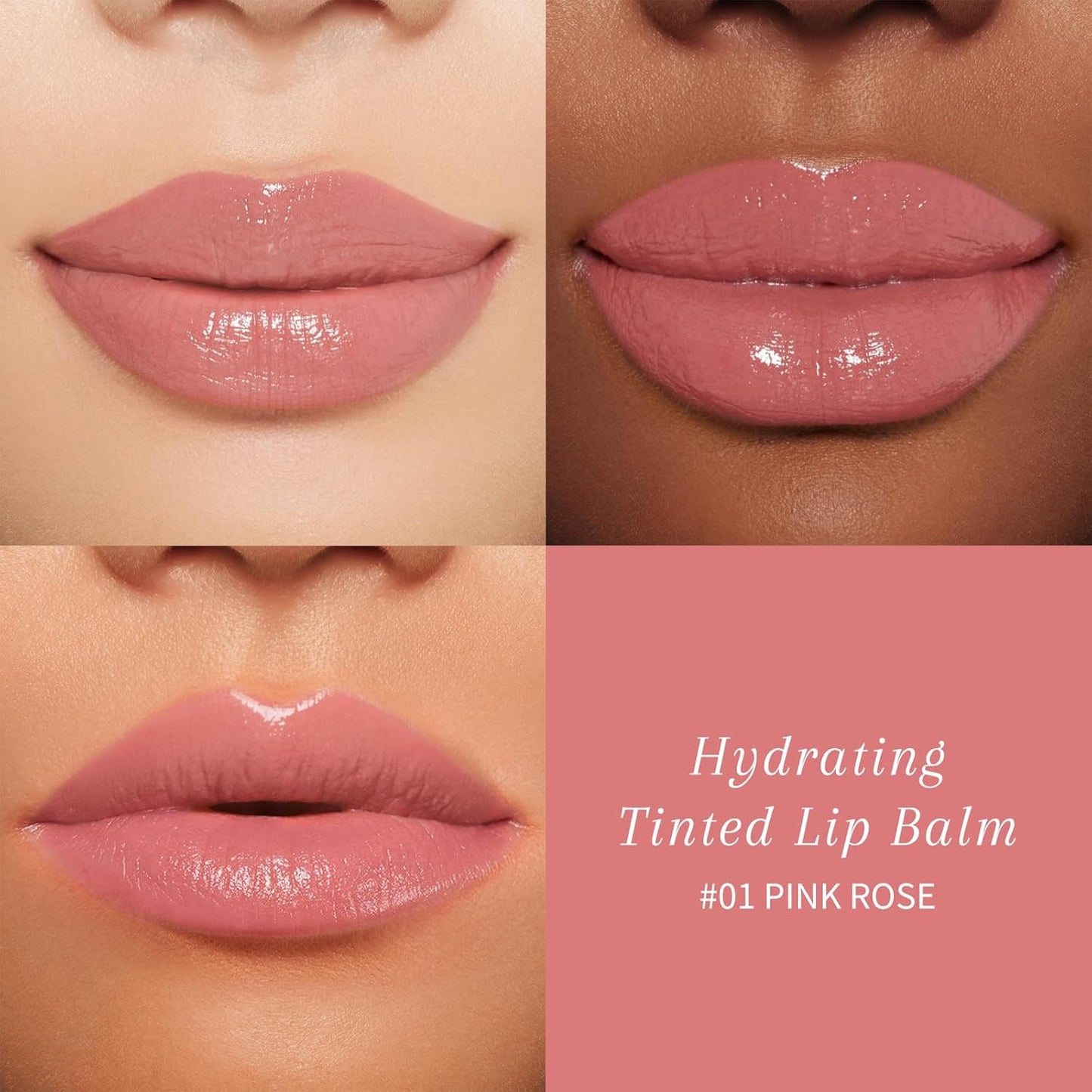 Tinted Lip Balm Plumper, Glossy, Pump Lips, Lightweight, Moisturize & Tint with Jojoba Seed Oil, Vegan Lipbalm Lip Care, Pink Rose