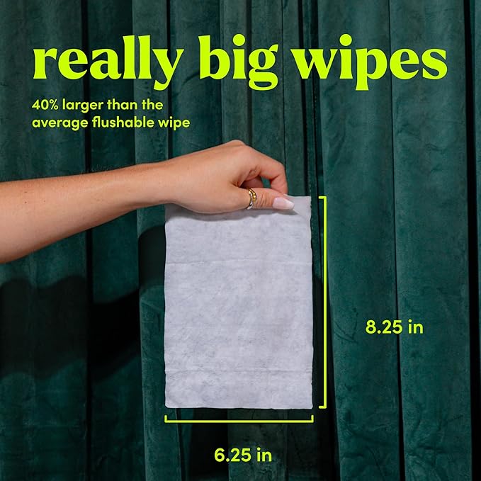 goodwipes Flushable Butt Wipes - Extra Large Adult Wet Wipes For Women & Men - Bathroom Essentials - Sewer & Septic Safe - Rosewater, 153 Count (3 Packs + 3 Individually Wrapped)