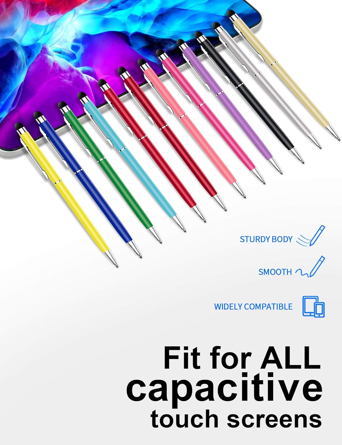 24 Pack Stylus Pens for Touch Screens innhom Stylus Pen for ipad iPhone Tablets Samsung and Black Ink Ballpoint Pens-2 in 1 Stylists Pens